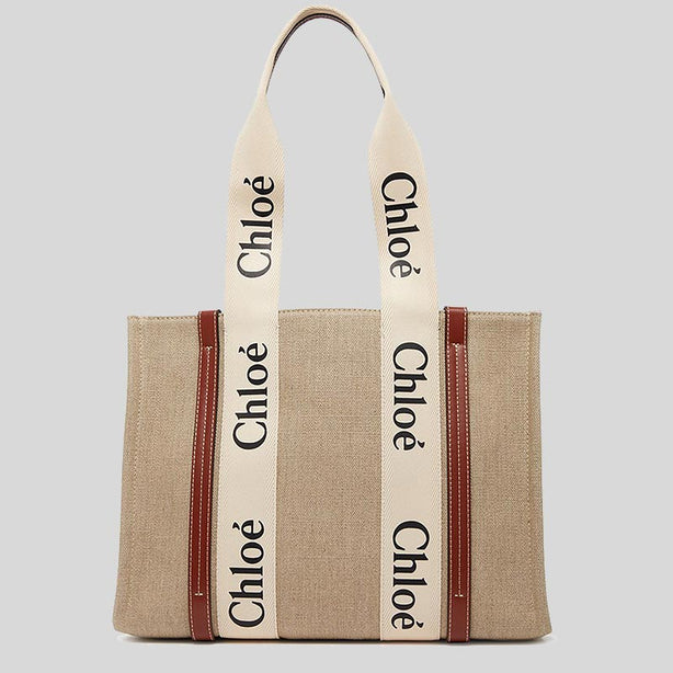 Chloe Woody Medium Tote Bag White Brown RS-CHC22AS383I2690U