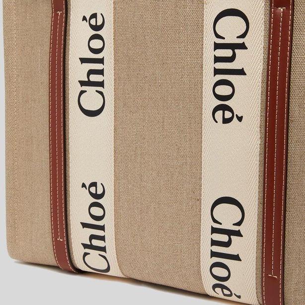Chloe Woody Medium Tote Bag White Brown RS-CHC22AS383I2690U