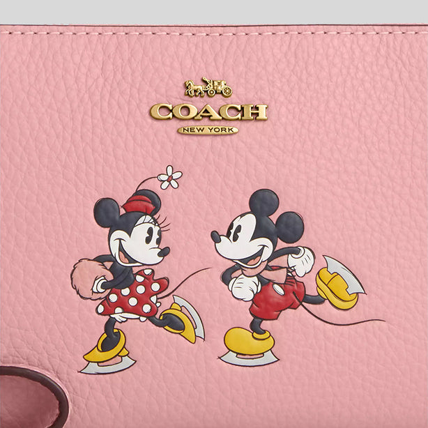 Coach Disney X Coach Corner Zip Wristlet With Ice Skate Motif Light Blush Multi RS-CN026