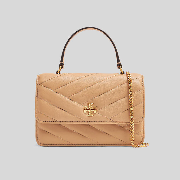 Tory Burch Mini Kira Chevron Top Handle Chain Wallet Desert Dune 152356