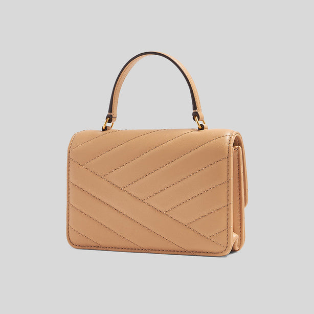 Tory Burch Mini Kira Chevron Top Handle Chain Wallet Desert Dune 152356