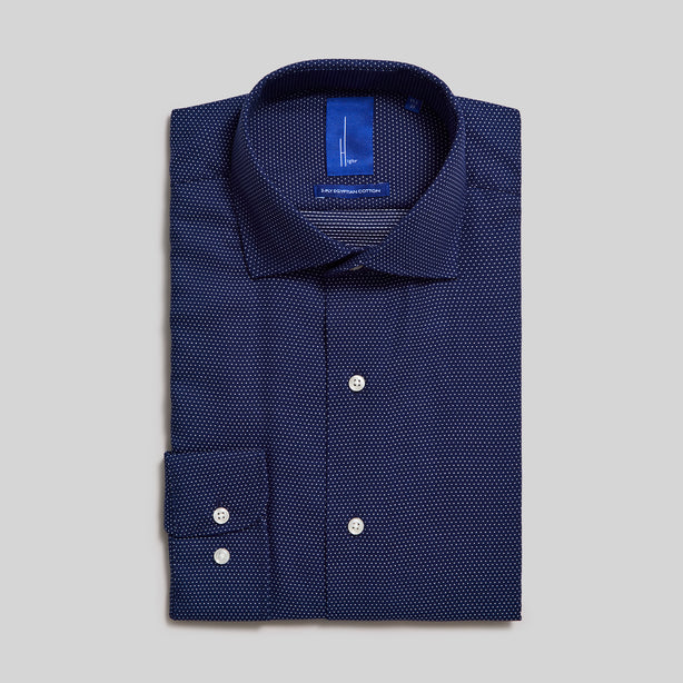 Highr, Navy Blue Dobby, Long Sleeve Shirt