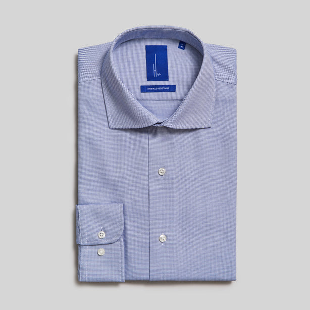 Highr, Dark Blue Dobby, Long Sleeve Shirt