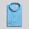 Coupe Cousu, Cyan, Double Collar Long Sleeve Shirt
