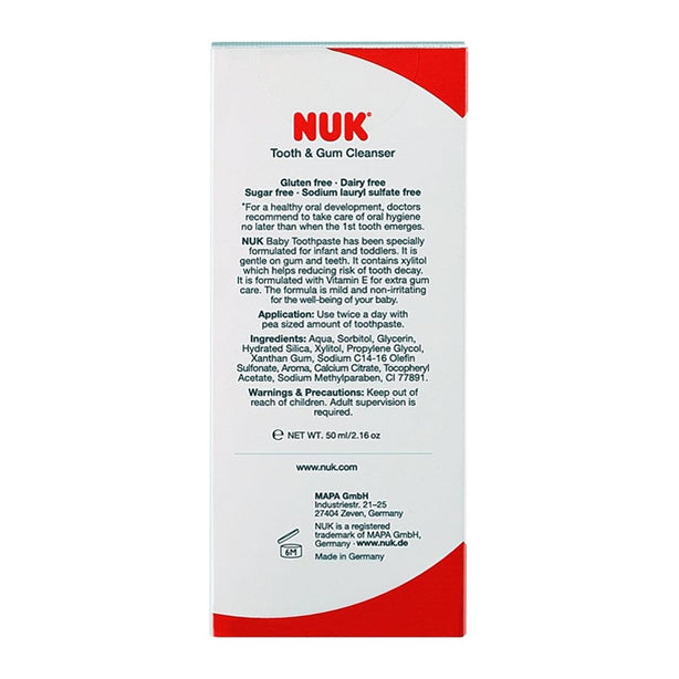 NUK Baby Toothpaste 50ml - Natural Apple Banana flavour | 3 - 36 months | Made in Germany