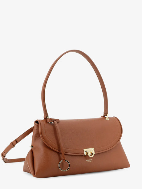 Ferragamo Leather shoulder bag with Gancini detail - Newcognac