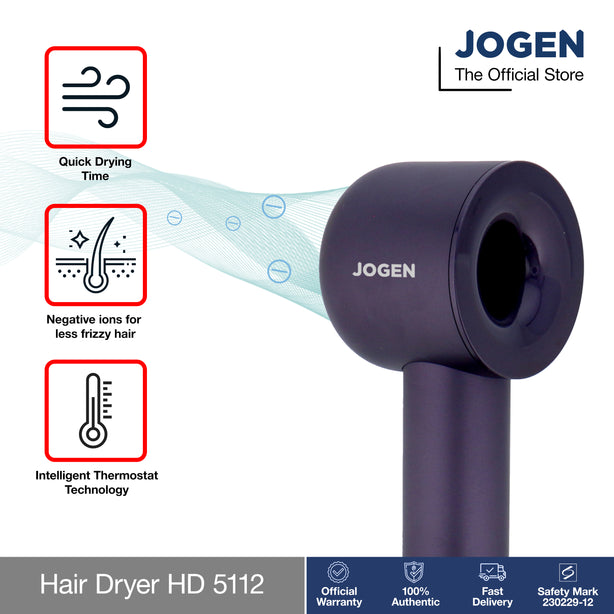 Jogen HD 5113 Hair Dryer Ionic Quick Drying (Purple)