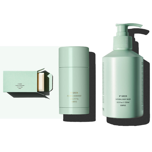 Corpus N¬∫ Green Triple Pack, Cleansing Bar, Natural Deodorant and Body Wash