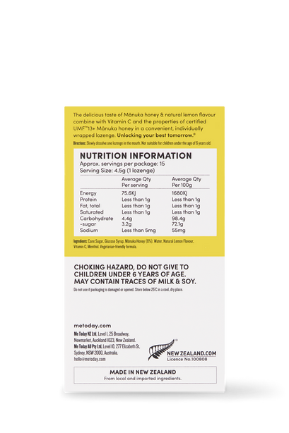 Me Today Lemon & Manuka Honey Lozenges (Individual Packaged)