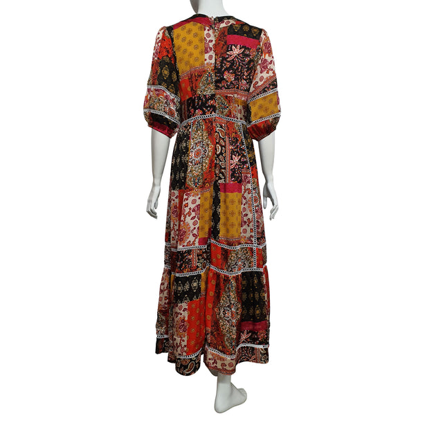 Anne Kelly Patchwork Print Dress - Polyester in Carbon