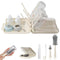 StitchesandTweed Baby Travel Essential - 6 in 1 Bottle Cleaner Kit with Silicone Bottle Brush, Soap Dispenser, Bottle Drying Rack for Home and Travel - Ecru