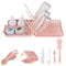 StitchesandTweed Baby Travel Essential - 6 in 1 Bottle Cleaner Kit with Silicone Bottle Brush, Soap Dispenser, Bottle Drying Rack for Home and Travel - Pink