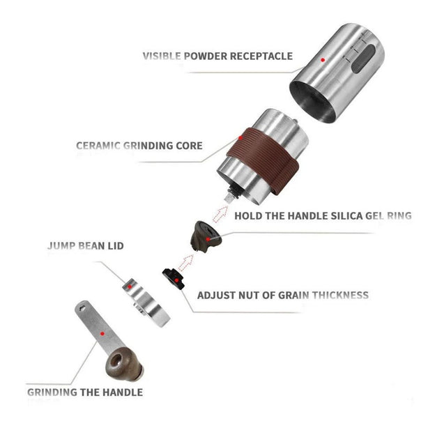 StitchesandTweed Portable Mini Manual Handheld Coffee Grinder with Adjustable Settings