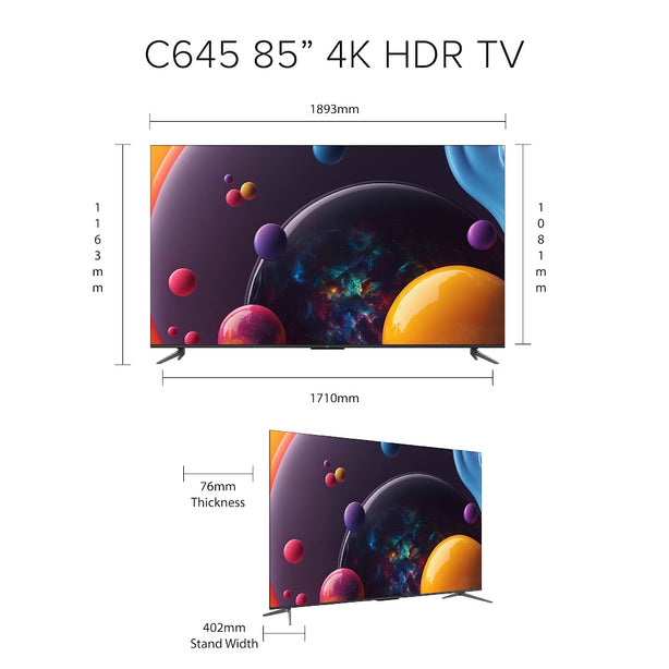 TCL C645 QLED 4K Google TV 85 inch