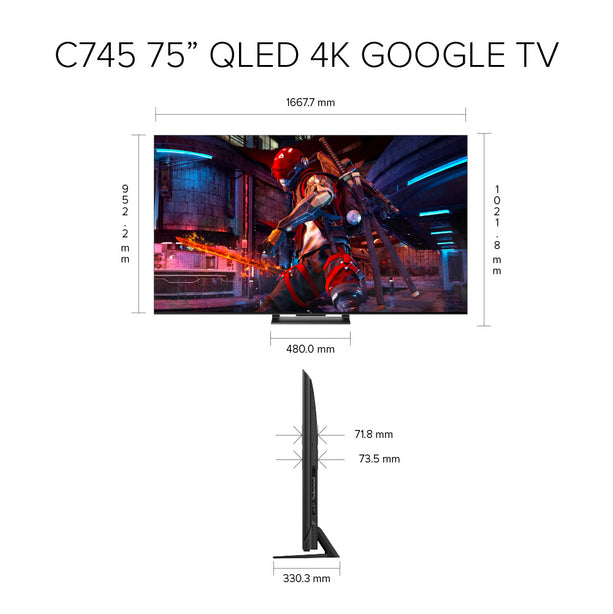 TCL C745 QLED 4K Google TV 75 inch