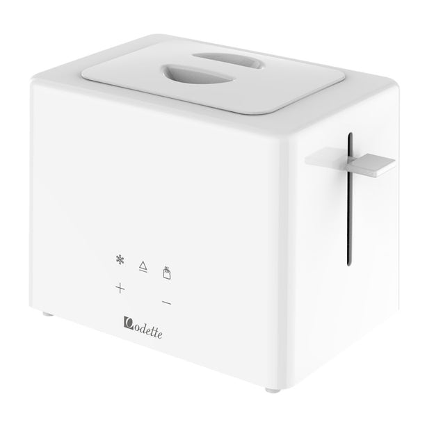 Odette Advanced Digital Touch Panel 2-Slice Bread Toaster With Croissant Warming Rack (White)