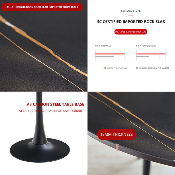 GRANDI Sintered Stone Round Table - Black W60CM