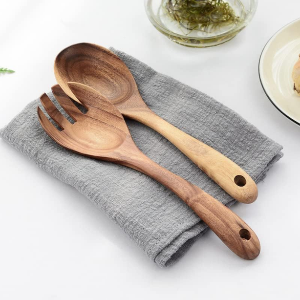 StitchesandTweed Salad Spoon Fork Server Set Acacia Wood