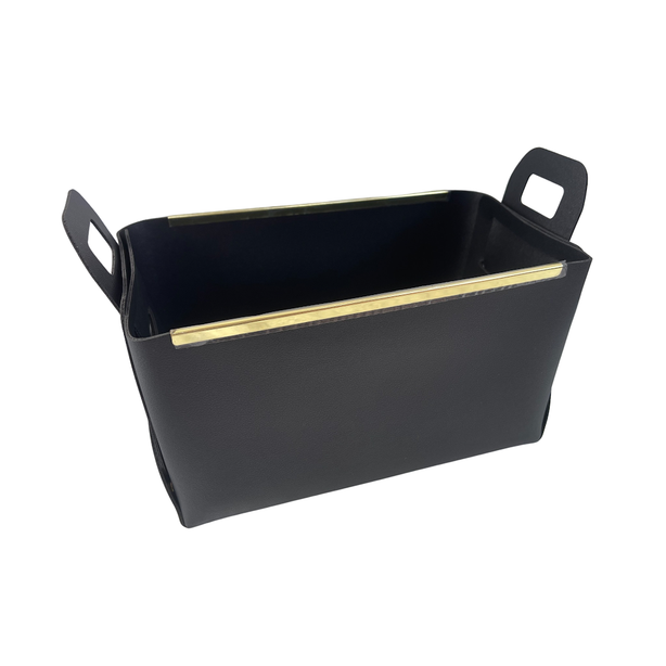 StitchesandTweed Vegan Leather Storage Basket - Black