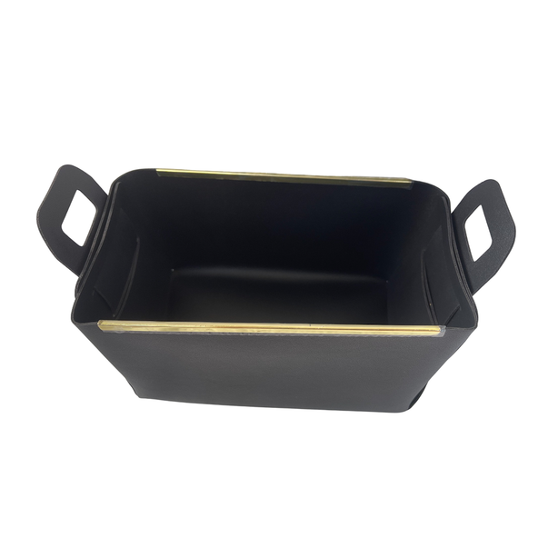 StitchesandTweed Vegan Leather Storage Basket - Black