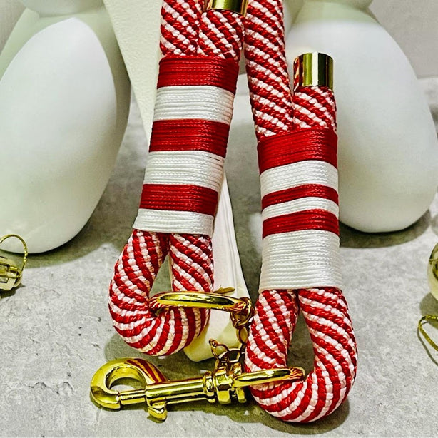 LEASh Pet Leash - Candy Cane - White