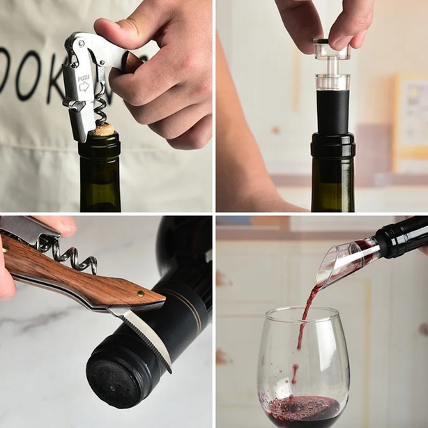 StitchesandTweed Set of 3 - Bottle Opener, Wine Pourer, Bottle Stopper