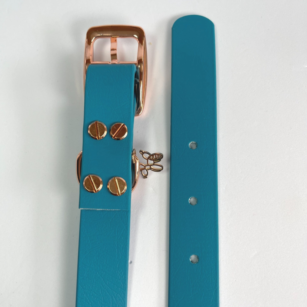 LEASh Pet Collar Biothane - Ocean Rose Hardware
