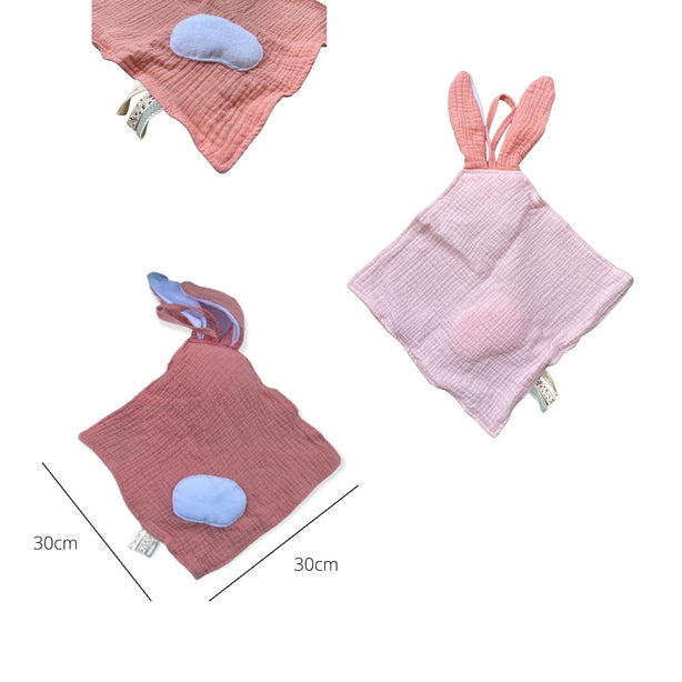 StitchesandTweed Baby Gift Set Pink Bunny Comforter Silicone Teether Star Rattle