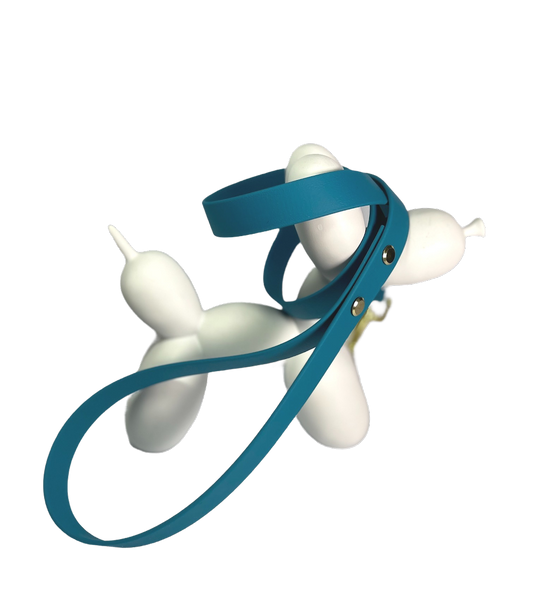 LEASh Pet Leash Biothane - Ocean Blue Gold Hardware