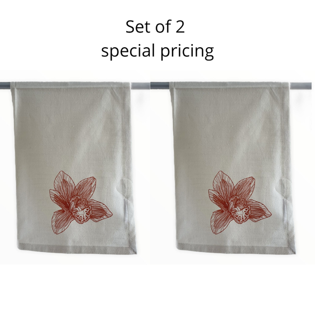 Orchid Kitchen Tea Towel Set Of 2