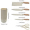 StitchesandTweed 5 + 1 Piece Knife Set with Holder - Ecru