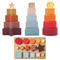 StitchesandTweed Shape Puzzles Silicone Stacking Cups Soft Nesting Cups Rainbow Montessori Shapes Recognition for Baby Toddler