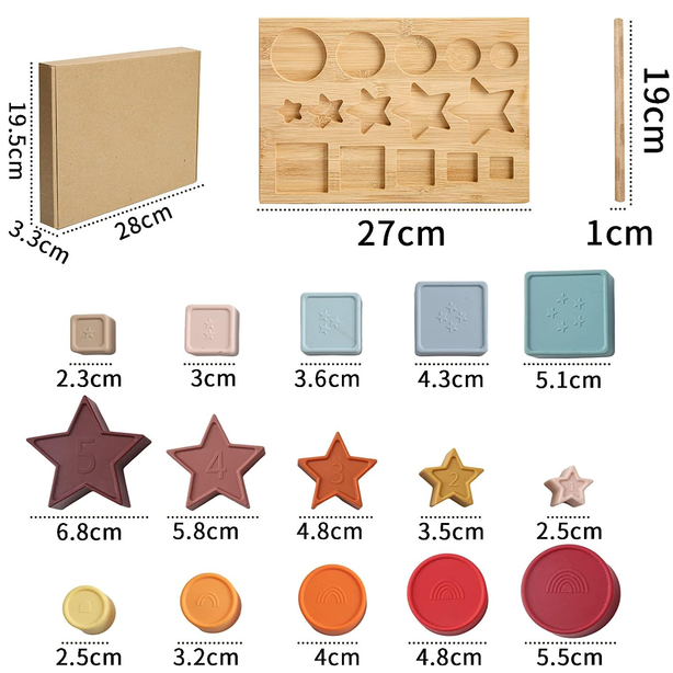 StitchesandTweed Shape Puzzles Silicone Stacking Cups Soft Nesting Cups Rainbow Montessori Shapes Recognition for Baby Toddler