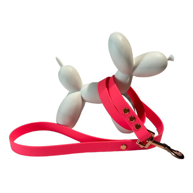 LEASh Pet Leash Biothane - Bold Pink Rose Gold Hardware