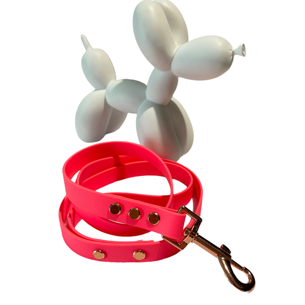 LEASh Pet Leash Biothane - Bold Pink Rose Gold Hardware