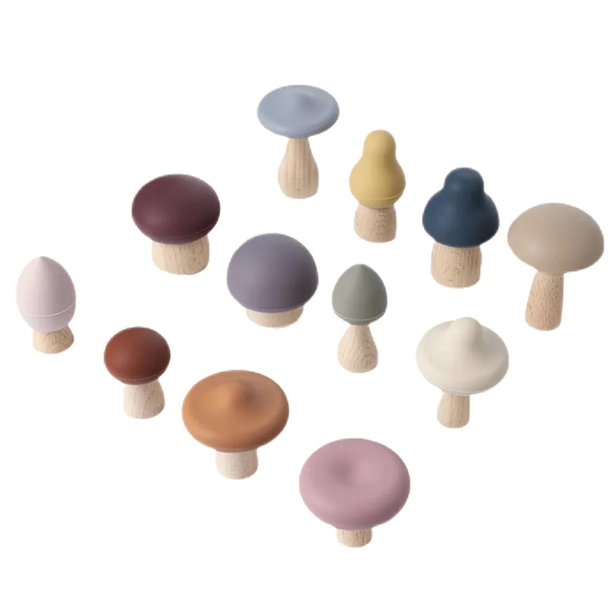 Mushroom Wood Montessori Toy Set