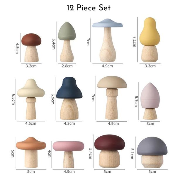 Mushroom Wood Montessori Toy Set