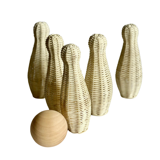 StitchesandTweed Rattan Bowling Toy Set of 6