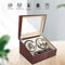 StitchesandTweed Automatic Watch Winder, 4+6 Watches Storage Display Box - Brown