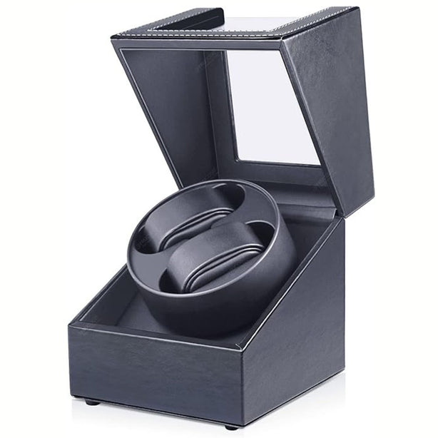 StitchesandTweed Double Watch Winder for Automatic Watches - Vegan Black