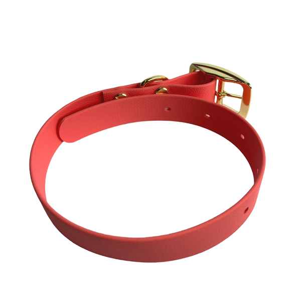LEASh Pet Collar Biothane - Taffy Pink Gold Hardware