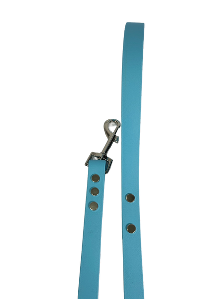 LEASh Pet Leash Biothane - Sky Blue Silver Hardware