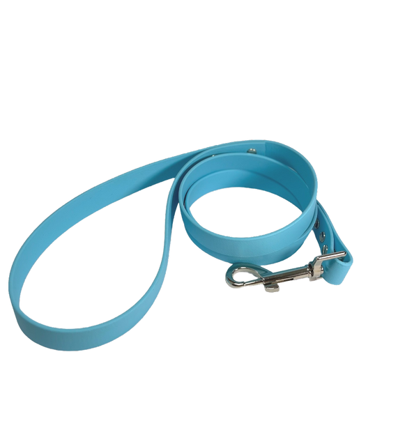 LEASh Pet Leash Biothane - Sky Blue Silver Hardware
