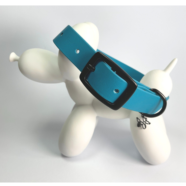 LEASh Pet Collar Biothane - Ocean Blue Black Hardware