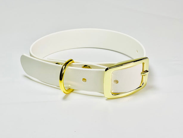 LEASh Pet Collar Biothane - Gold White