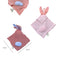 StitchesandTweed Baby Gift Set Pink Bunny Comforter Silicone Teether Rattle