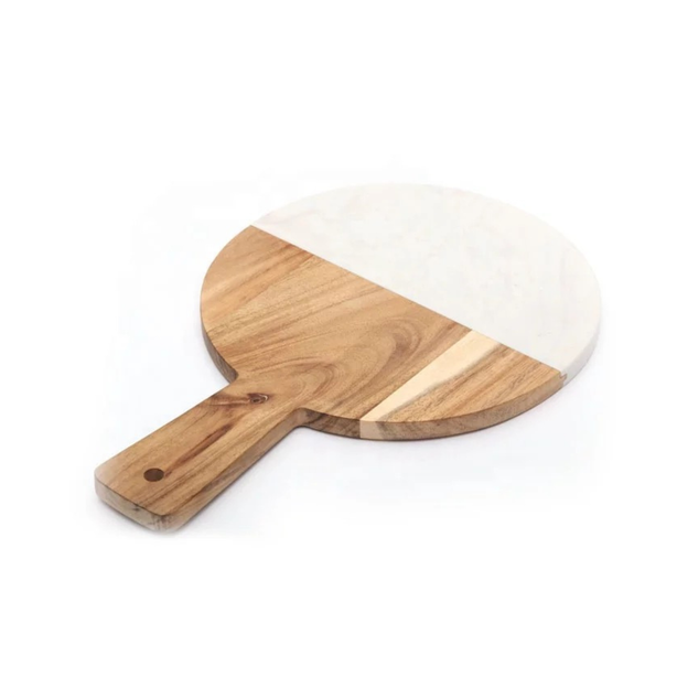 StitchesandTweed Acacia Wood Marble Serving Cheese Board Tableware
