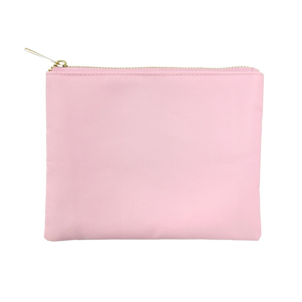 StitchesandTweed Nnelly Nylon Flat Zipper Pouch Compact - Pink