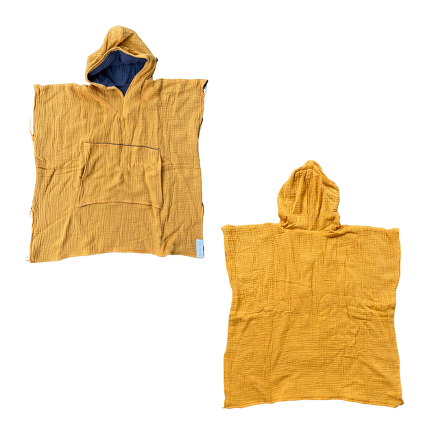 Kids Beach Poncho Swim Towel - Yellow Navy