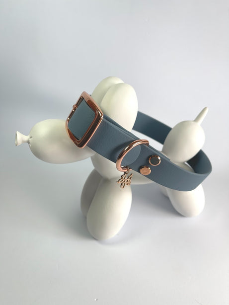 LEASh Pet Collar Biothane - Dusty Blue Rose Hardware